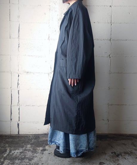 1980's Washer Poly Double Breasted Coat BK