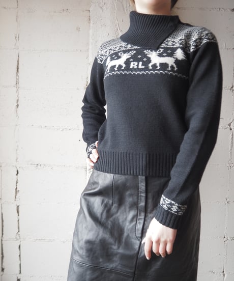 Ralph Lauren Turn Over Collar Reindeer Sweater BK