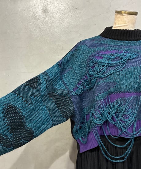 DIESEL Crashed Design Cropped Knit BL PUR BK