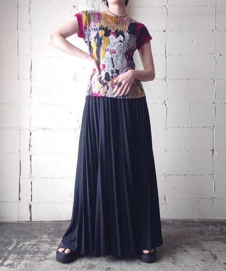 Pleated Lautrec Print Tops REGR