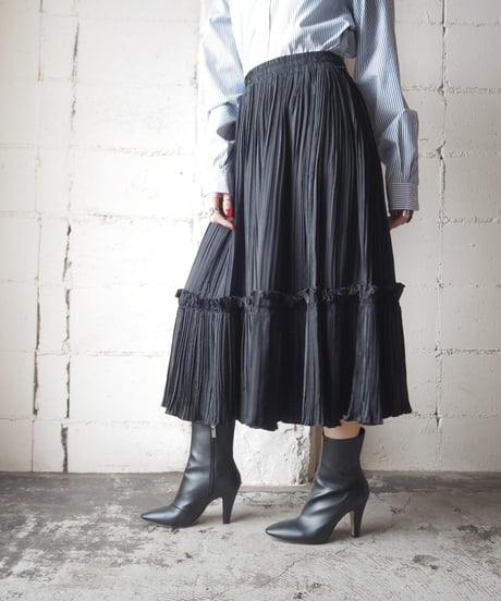 Frill Washer Easy Skirt BK