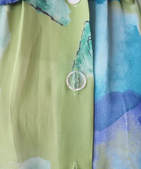 1980's Flower Pattern Seethough S/S Blouse GR