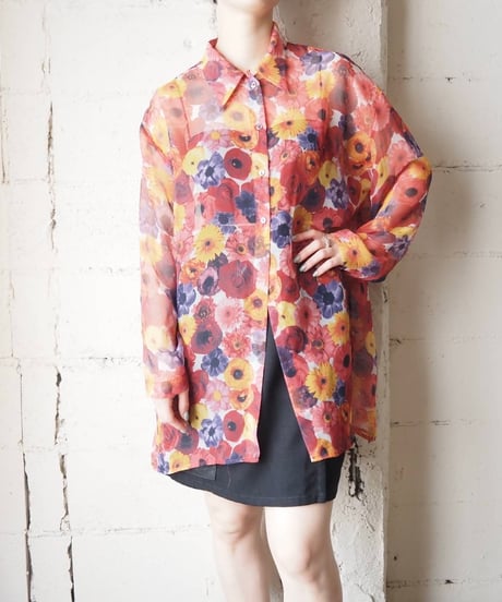 Flower Pattern Sheer Shirt REYE