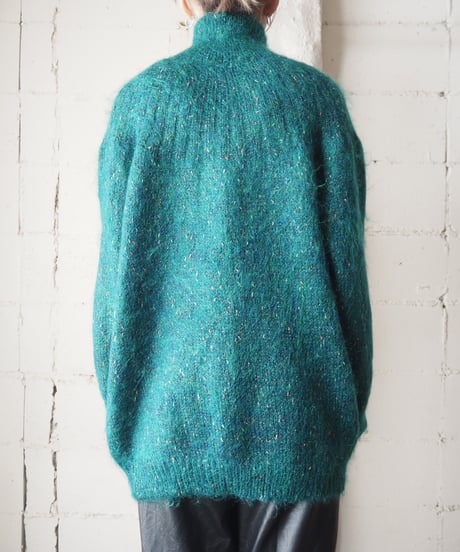 Drop Shoulder Glitter Mohair Knit GN