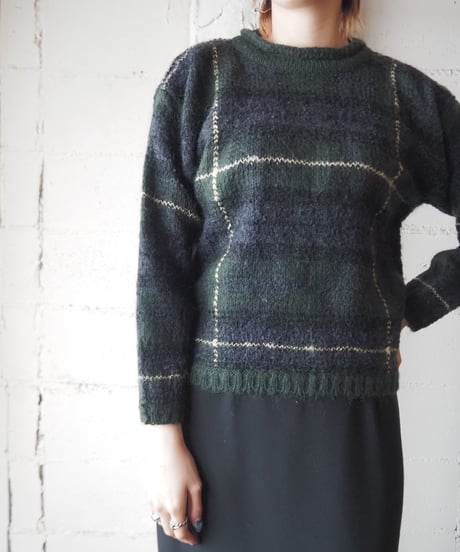Mohair Mix Check Knit GNBK