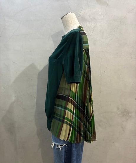 sacai Back Sheer Pleats S/S Knit GN