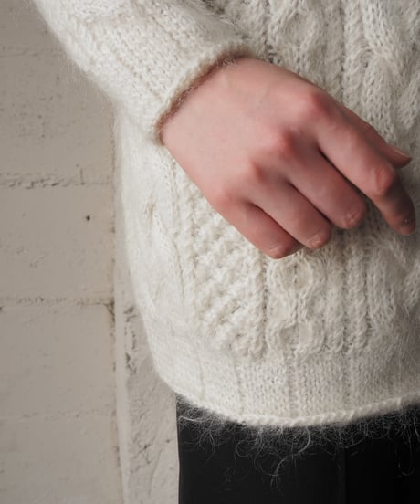 Mohair Mix Cable Sweater WH