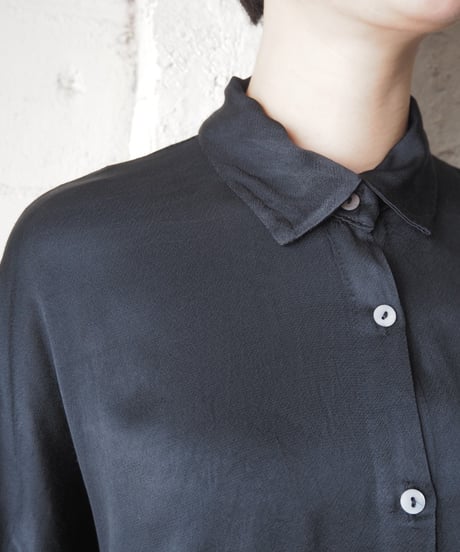 Roll Up Sleeve Satin Shirt BK