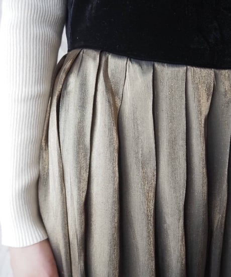Sleeveless Velour×Shiny Gold Dress BKGD