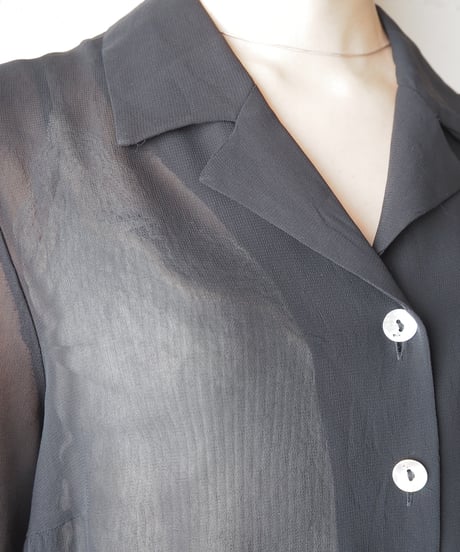 Open Collar Sheer Shirt BK