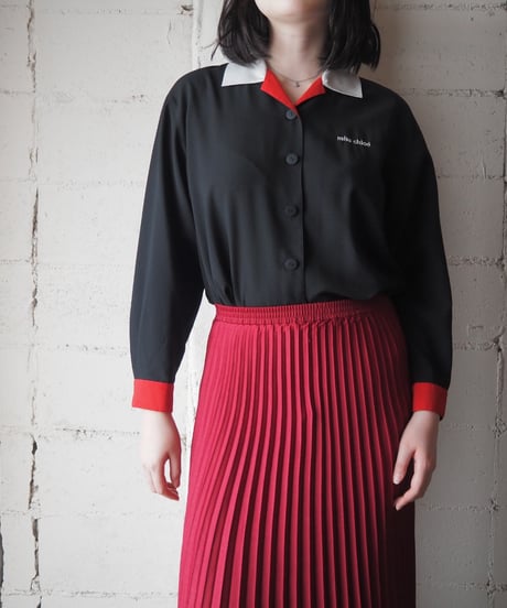 miss Chloé Open Collar Contrast Trim Shirt BK RE WH