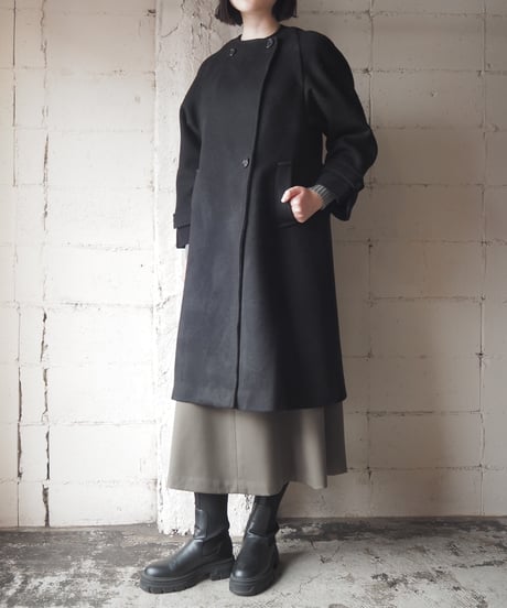 1980's Collarless Long Coat BK