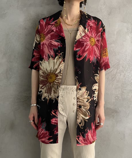 See Through Flower Paint Design Shirt BKPI