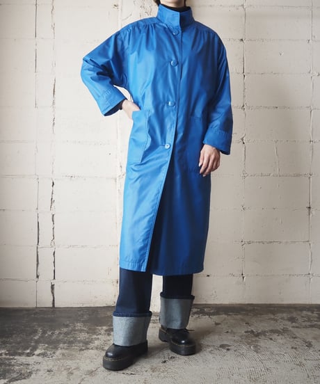 Stand Collar Dropped Shoulder Coat BL