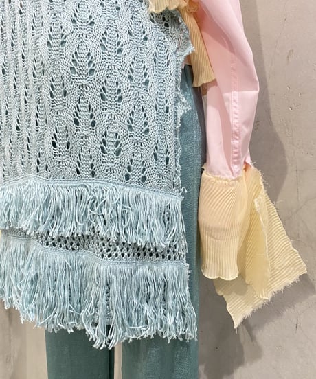 Pleats × Crochet Docking Design Shirt LPILYELBL