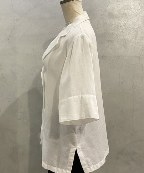 agnes b. S/S Open Collar Cotton Shirt WH
