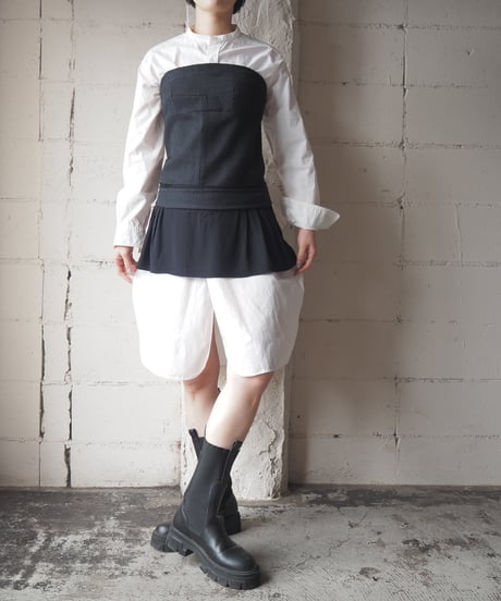 MARNI Sheer Peplum Switching Wool Bustier BK