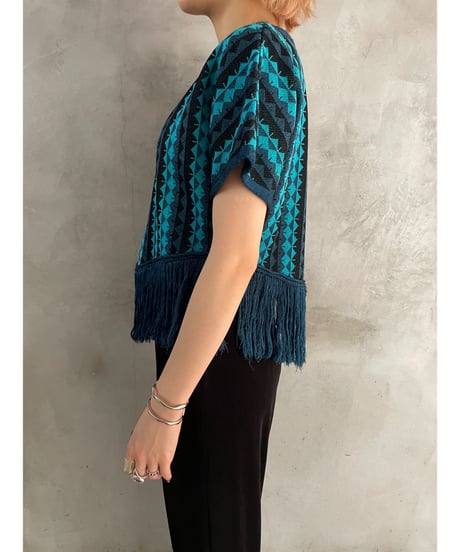 Ethnic Pattern Fringe Knit BLNV