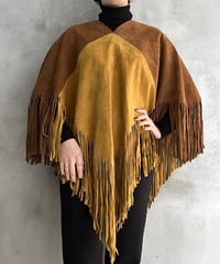 Bicolor Suede Fringe Poncho BRYE
