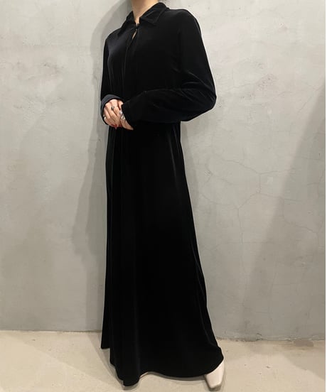 Peekaboo Design Velour Dress BK