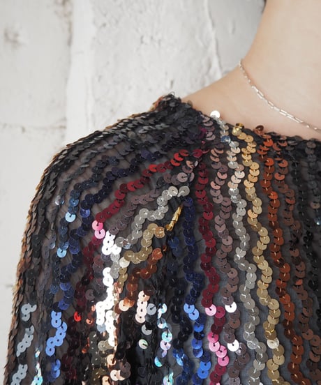 1960-70's Vintage Sequin Pullover Tops BKPIPUR