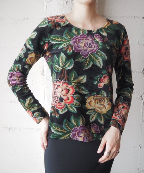 KENZO Floral Velour Tops BK