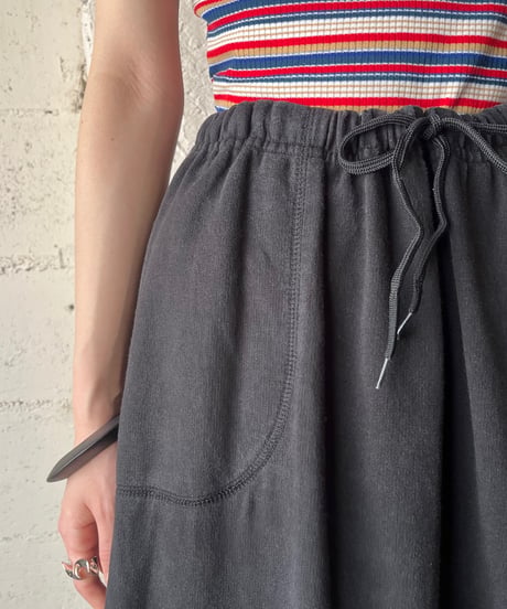 Draw String Waist Sweat Skirt BK