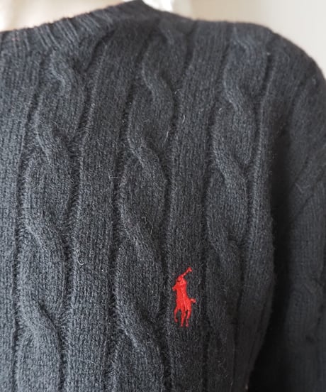 RALPH LAUREN Cable Wool Knit BK