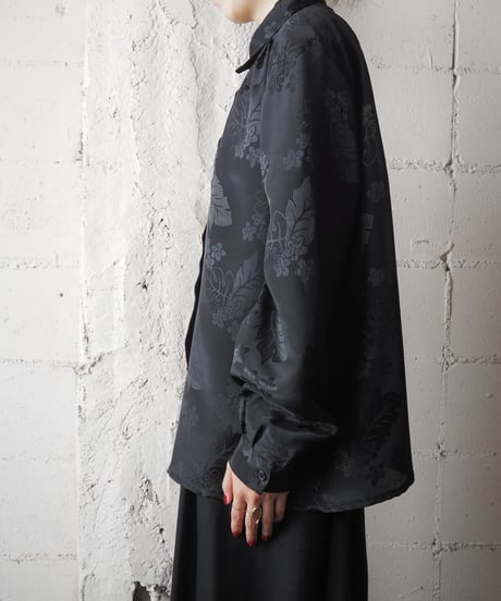 Shadow Pattern Satin Shirt BK