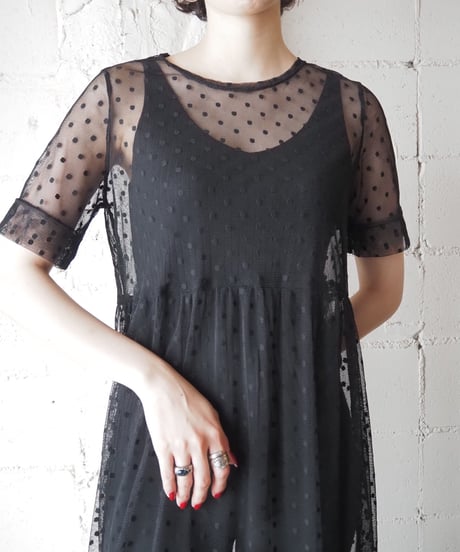 Sheer × Dot S/S Dress BK