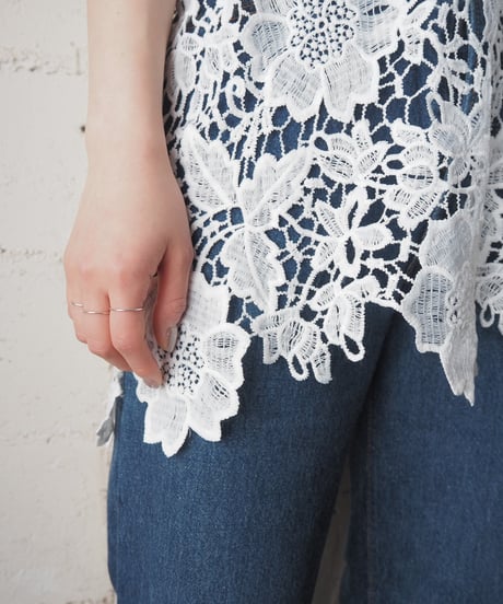 All Over Lace Short Sleeve Tops WH