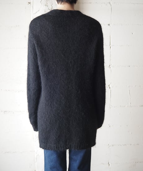 Vneck Mohair Knit Cardigan BK