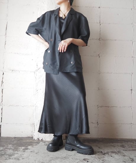 Double Breasted Short Sleeve Shirt Jacket BK
