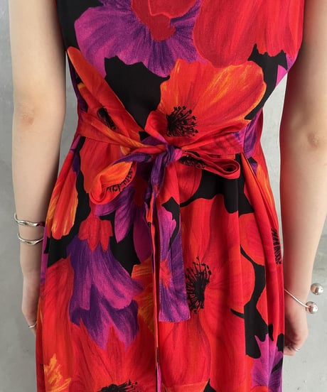 Flower Pattern Sleeveless Dress REBK