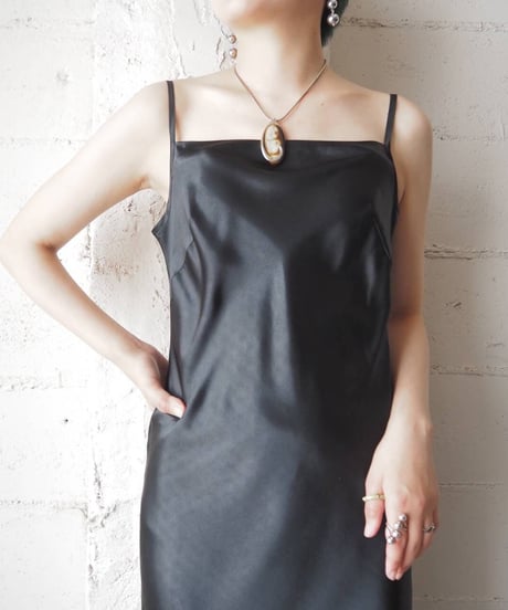 Satin Long Flared Camisole Dress BK