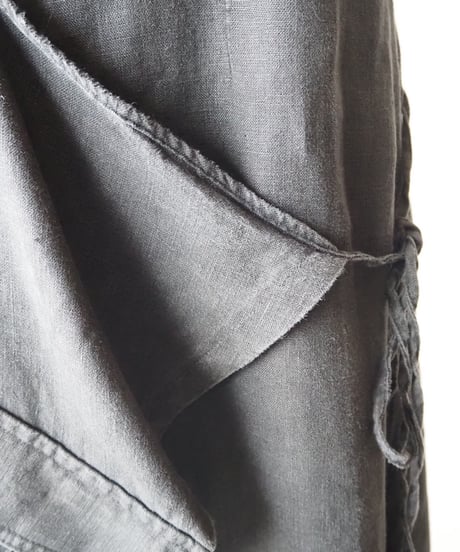 Asymmetry Design Linen Camisole Dress BK