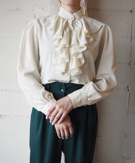 Stand Big Collar Frill Blouse IV