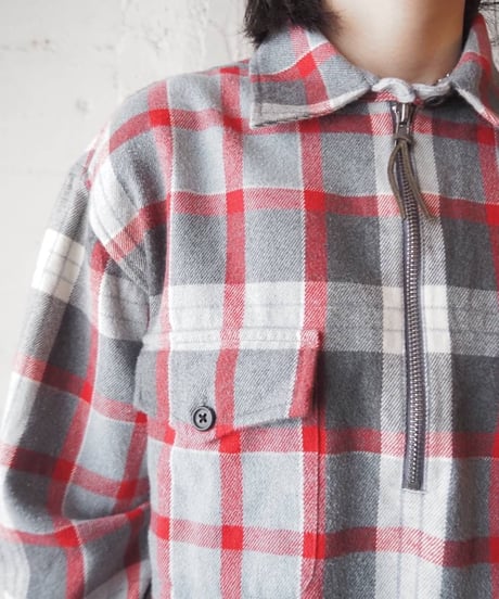 LAUREN Half Zip Flanel Shirt GRRE