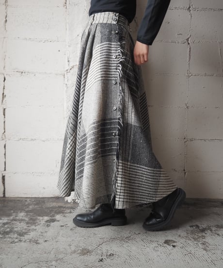 SPORTMAX Circular Check Wool Skirt BKWH