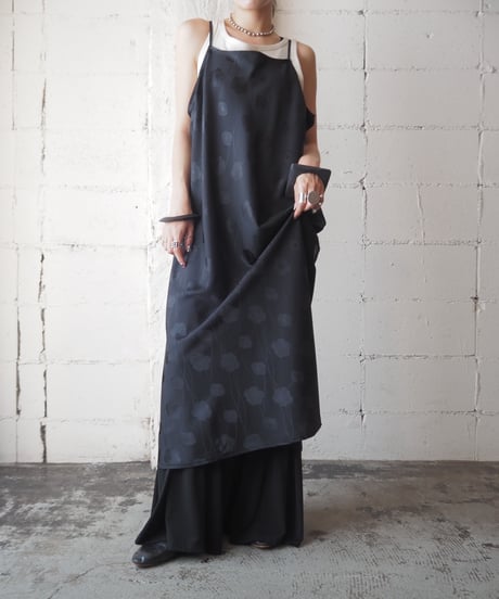 Shadow Flower Pattern Camisole Dress BK