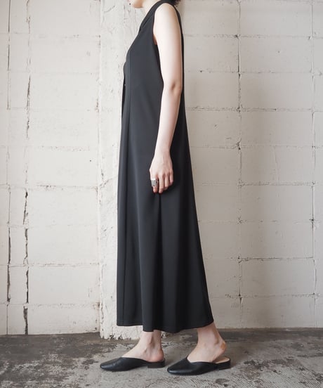 Front Button Sleeveless Dress BK