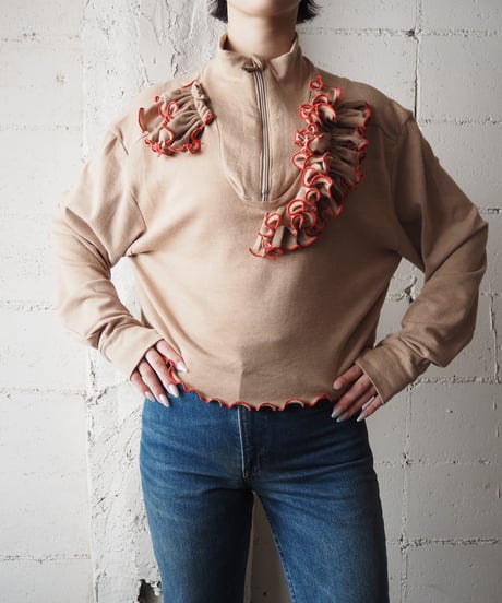 REMAKE Mellow Stitch Frill Half Zip BE RE