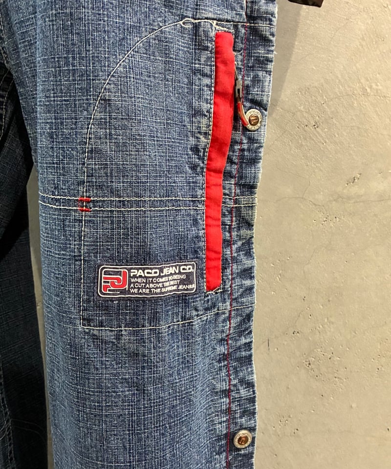 90's PACO JEANS Side Snap Denim Pants BL | Orfeo