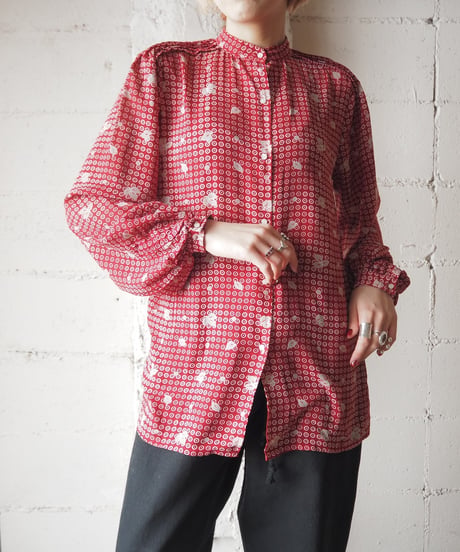 GIVENCHY Stand Collar Pattern Blouse RE