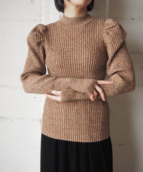 Puff Sleeve Rib Knit BR