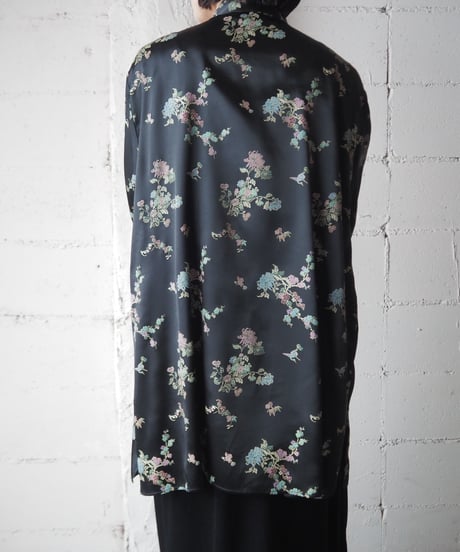 Flower Embroidery Satin China Shirt BK