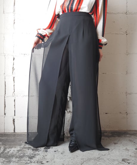 Sheer Layered Design Pants BK