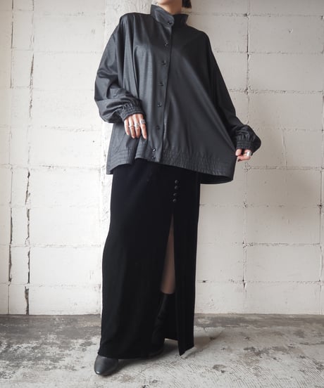 Gather Cuffs Volume sleeve Shirt BK