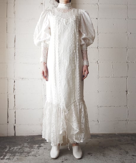 1970's Stand Collar Lace Dress WH