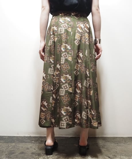 Duck Pattern Flared Skirt KA